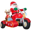 Santa on Motorcycle with Sidecar 2022 Christmas Inflatable. 
